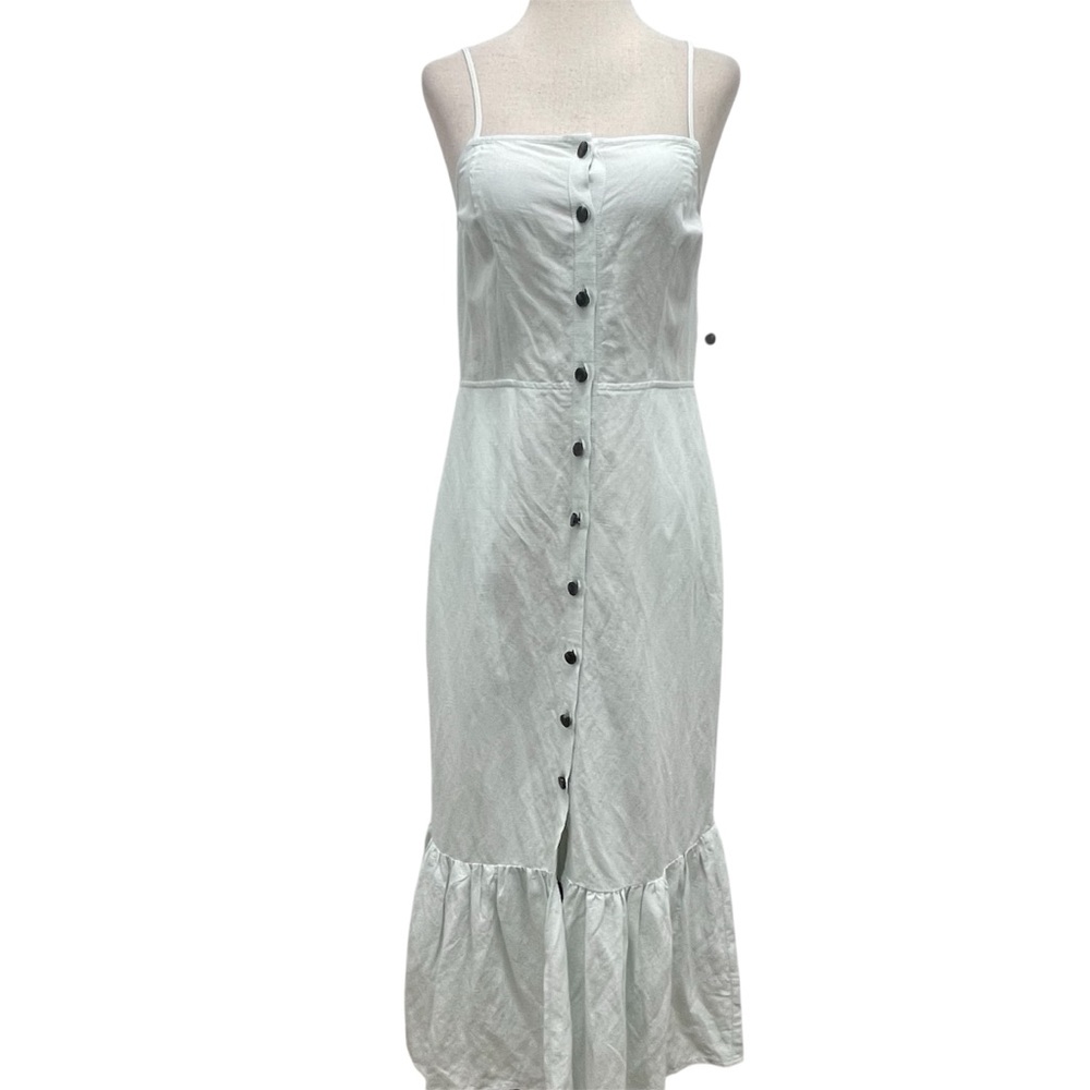 Something Navy Button-Up Teal Chalk Midi Dress Size X-Small